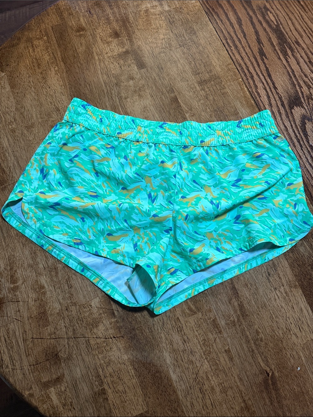 DSG Turquoise Printed Athletic Shorts with Yellow Accents